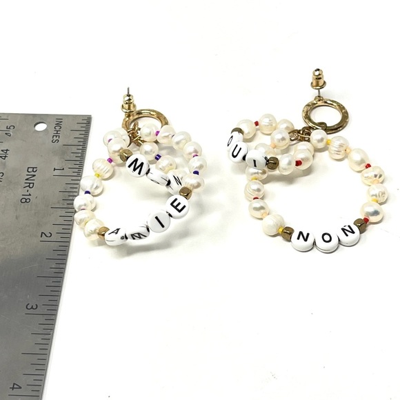 New Free People Mon Amie Hoop Earrings Pearl - Picture 6 of 6